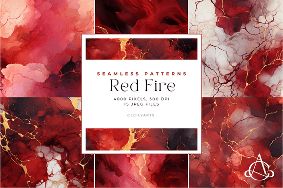 Abstract Red Fire Seamless Patterns