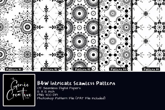 B W Intricate Seamless Patterns Set for Creative Projects