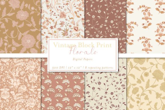 Boho Vintage Block Print Floral Patterns