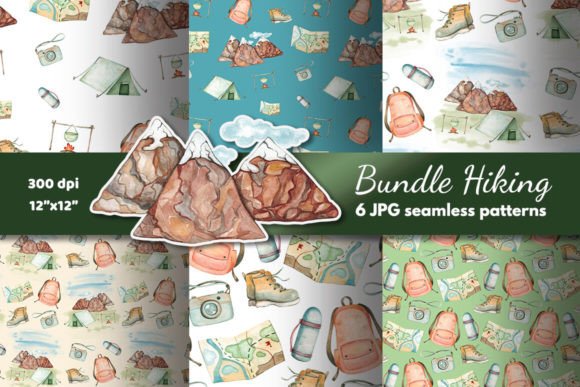 Bundle Hiking Seamless Patterns for Creative Projects
