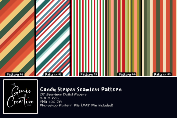 Candy Stripes Seamless Patterns Set for Creative Projects