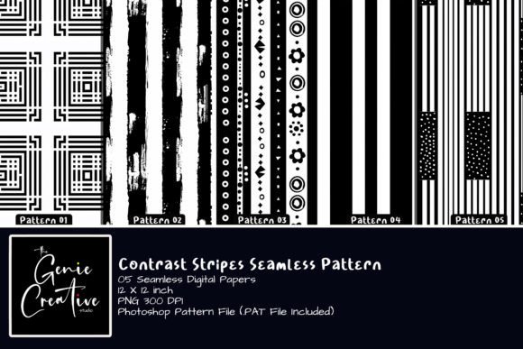 Contrast Stripes Seamless Patterns Set: Elevating Creativity with Versatile Digital Papers