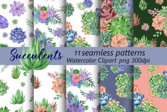 Digital Paper Patterns with Succulents