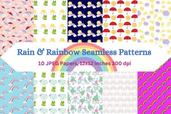 Dreamy Rain and Rainbow Patterns: Elevating Digital Design with Nature's Palette
