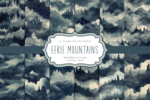 Eerie Mountains Seamless Patterns