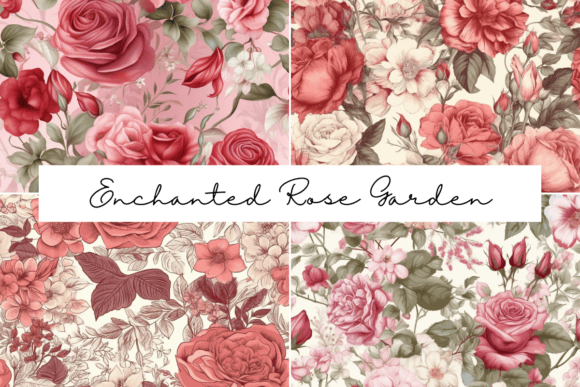 Enchanted Rose Garden Seamless Patterns