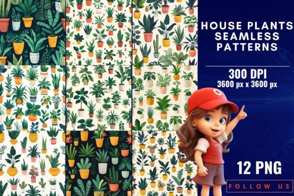 House Plants Seamless Patterns: Bringing Indoor Serenity to Your Creative Projects