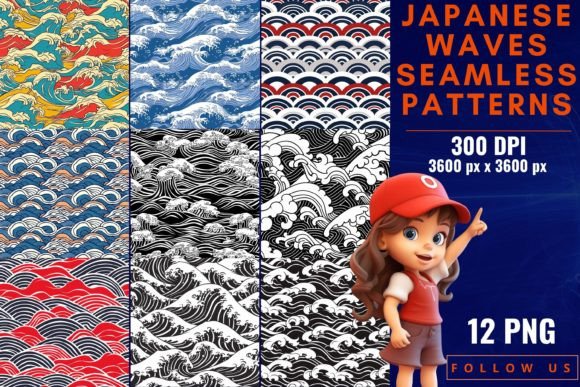 Integrating Japanese Waves Seamless Patterns into Modern Design Projects