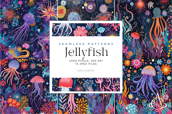 Jellyfish Seamless Patterns for Creative Projects