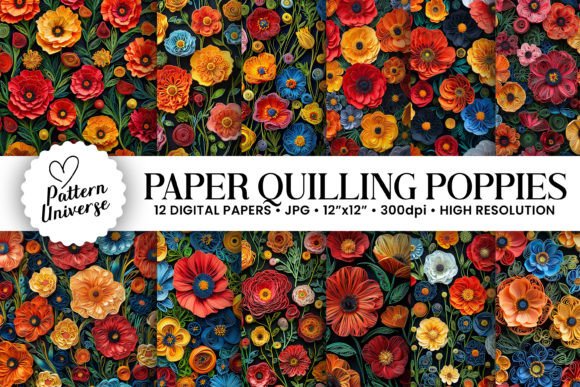 Paper Quilling Poppy Flower Patterns