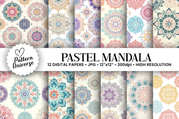 Pastel Mandala Seamless Patterns: A Versatile Design Resource for Creative Projects