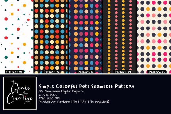 Simple Colorful Dots Seamless Patterns for Creative Projects