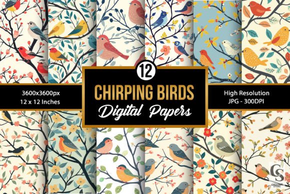 Spring Chirping Birds Seamless Patterns: A Creative Resource for Modern Crafters and Designers