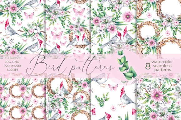 Watercolor Bird Patterns JPG, PNG: A Versatile Toolkit for Modern Creators